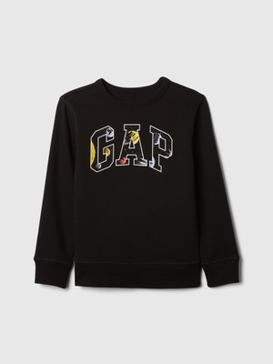 Gap Erkek Çocuk Siyah Gap Logo Grafikli Fleece Sweatshirt