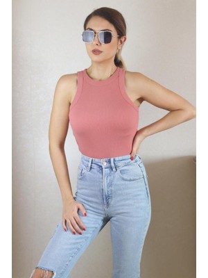 Ritnice Kadın Premium Doku Gülkurusu Fitilli Pamuklu Atlet