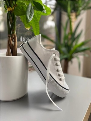 Kısa Platform Tüksek Cnv Keten Ayakkabı