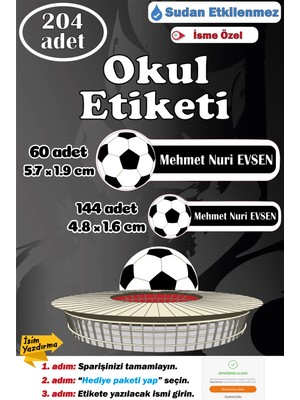 Ayza Tasarım Isme Özel Okul Etiketi Kalem Defter Etiketi Sticker Kız Erkek Çocuk Siyah Beyaz Isim Etiketi