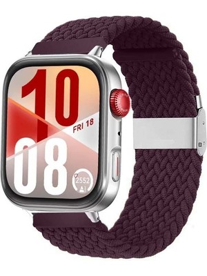 Watch Fit 3 / Fit 4 Uyumlu Solo Loop Örgü Kumaş Kordon – Metal Klipsli, Ayarlanabilir, Yumuşak ve Hafif Bileklik