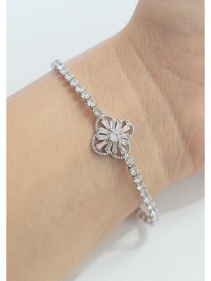 Monalisa Home Lüks  Gösterişli Taşlı Gümüş Renk Bileklik