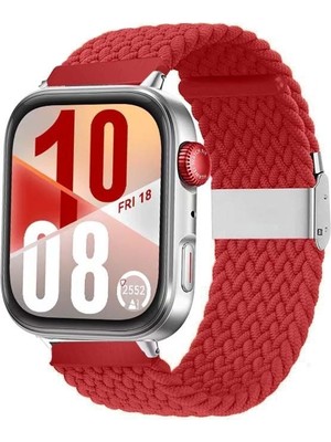 Watch Fit 3 / Fit 4 Uyumlu Solo Loop Örgü Kumaş Kordon – Metal Klipsli, Ayarlanabilir, Yumuşak ve Hafif Bileklik