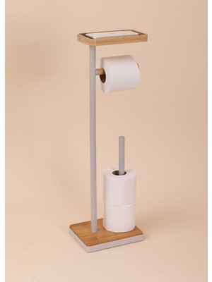 The Mia Tepsili Tuvalet Kağıdı Standı Gri GLV0758