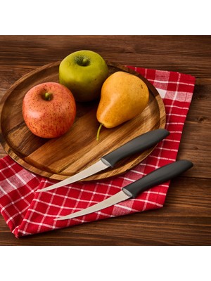 Evidea Kitchen 2'li Meyve Sebze Bıçağı Seti - Siyah - 20 cm