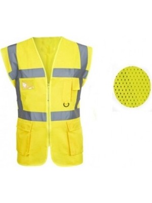 Kanca Fileli Yazlık Mühendis Yeleği (Sarı - Turuncu)
