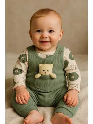 Oyuncak Ayılı Bebek Tulum Takımı – 2’li Zıbın ve Tulum Seti | 3-6-9 Ay