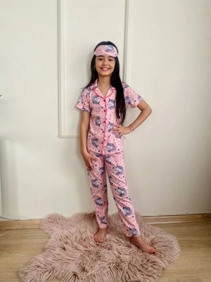 Pjkö Unicorn Desenli Pembe Kısa Kollu Önden Düğmeli Kız Çocuk Pijama Takımı 4-12 Yaş 569K