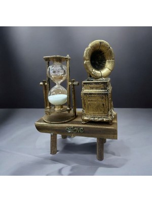 Büro Ev Ofis Hediyesi Için Dekoratif Gramofon Biblolu Kum Saati