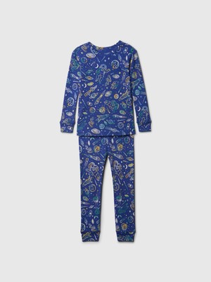 Gap Bebek Mavi %100 Organik Pamuk Desenli Pijama Takımı