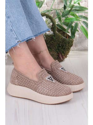 Fort 5016 Fendi Dantelli Fileli Rahat Dolgu Taban Kadın Ayakkabı