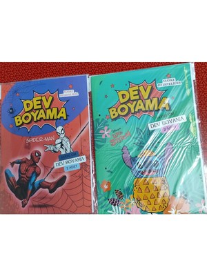 2 Adet Dev Boyama Kitabı (90CMX64CM)- (Örümcek A./stitch Figürlü)