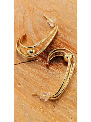 Çelik Gold Lüks Tasarım Küpe