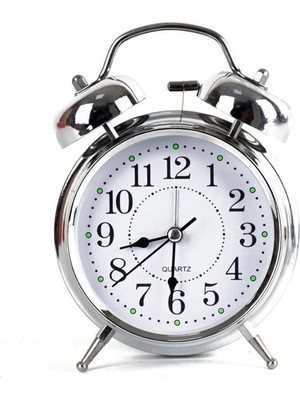 Büro Ev Ofis Hediyesi Için Silver Metal Çalar Masa Saati