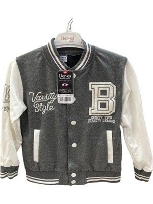 Glrb Deros Füme 2ip Varsıty Style Baskılı Unisex Çocuk Kolej Ceket 1007172-F