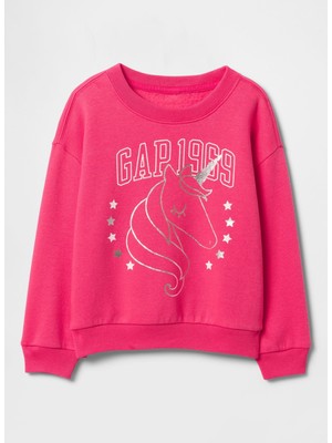 Gap Baskılı Kız Çocuk Pembe Sweatshırt 742957000