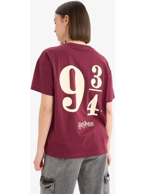 DeFacto Harry Potter Oversize Geniş Kalıp Sırt Baskılı Kısa Kollu Tişört E9850AX25AU