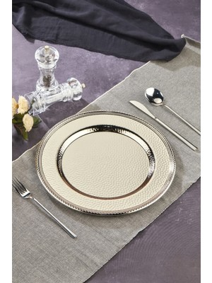 Defne Metal Supla Tabak 33 cm - Premıum Metal Supla Tabak-Platin