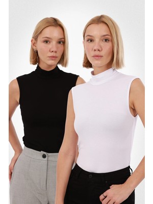 Kadın Kolsuz Bluz 2’li Set
