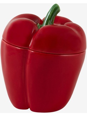 Bordallo Pinheiro Pepper Kırmızı Seramik Saklama Kabı 12,5 Cm