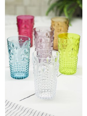 Depa Akrilik Renkli 6'lı Uzun Bardak & Su Meşrubat Bardağı 750 ml ( Büyük Boy & Cam Değildir )