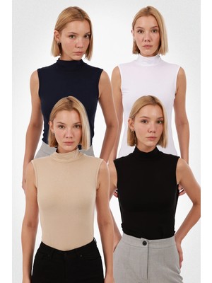 Kadın Kolsuz Bluz 4’lü Set