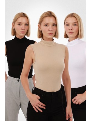 Kadın Kolsuz Bluz 3’lü Set