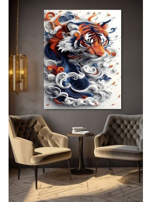 Özkacar Group Şekilli Kaplan Kanvas Tablo Ev Duvar Salon Ofis Dükkan Hediyelik Dekarasyon Süsü