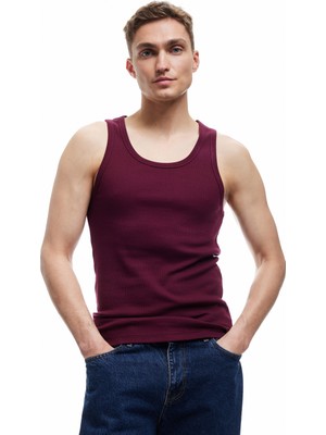 Koton Bisiklet Yaka Slim Fit Kolsuz Fitilli Basic Atlet