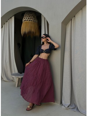 Bordo Baie Modal Kraşlı Etek 29290