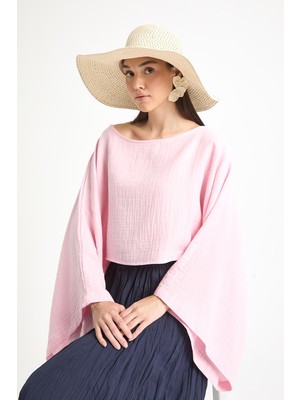 Pembe Oversize Kesim Müslin Bluz 29230
