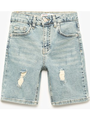 Pamuklu Düğmeli Denim Şort