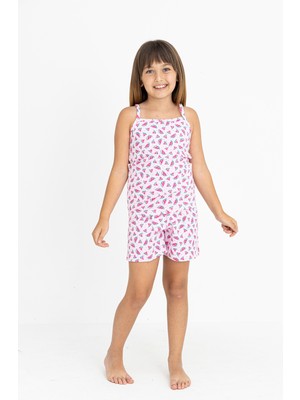 Kız Çocuk Pamuklu Ip Askılı Şortlu Pijama Takımı