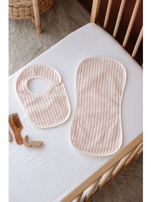 Tba Collection Müslin Önlük ve Omuz Bezi - Line Series - Coral