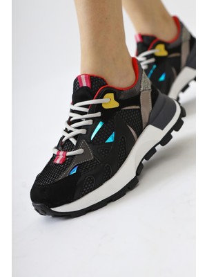 Moe Siyah File Detaylı Bağcıklı Sneakers