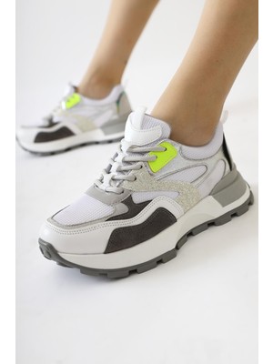 Netta Beyaz File Detaylı Bağcıklı Sneakers