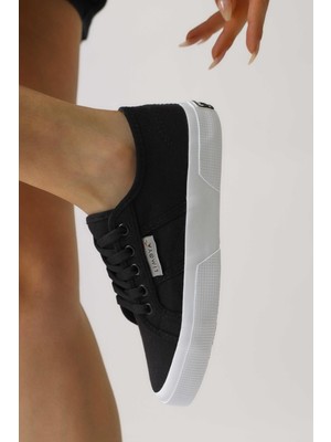 Timon Siyah Rahat Taban Keten Sneakers