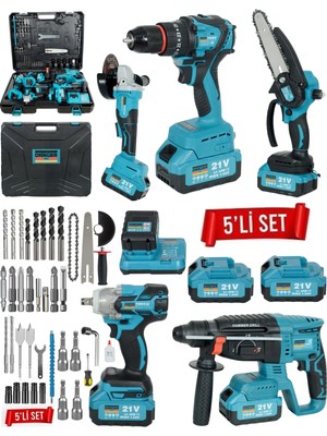 PRO DRAGER 5 Li Ultra Set Kömürsüz Motor Şarjlı Matkap 21 V 3 Batarya ile Darbeli Çok Amaçlı Kullanım