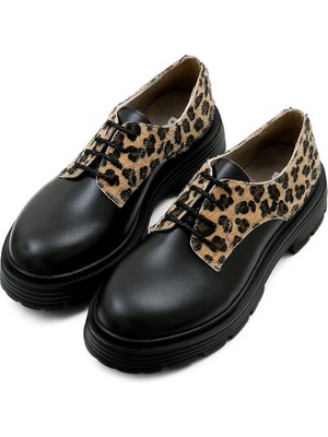 Kadın Vegan Deri Siyah Günlük Ayakkabı - Black Leo Tasarım