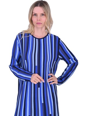 Piyano Triko Elbise Lacivert