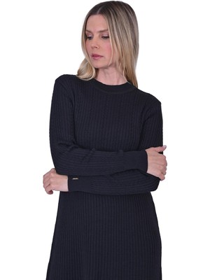 Yün Saçörgü Triko Elbise Antrasit