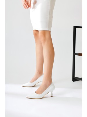 Dorothe Beyaz Desenli Kadeh Topuk Stiletto