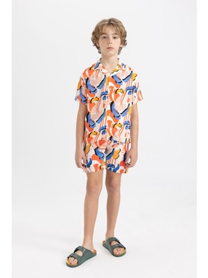 DeFacto Desenli Deniz Şortu Erkek Çocuk C5564A824HS