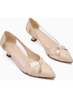 Fenja Ten Şeffaf Kenarlı Kısa Topuklu Ayakkabı