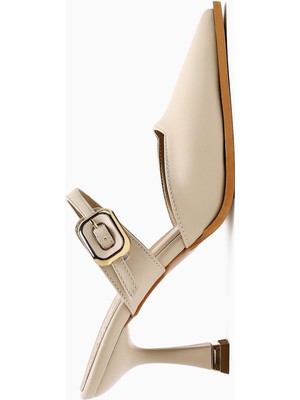 Yim Bej Tokalı Önü Kaplı Topuklu Kadın Ayakkabı