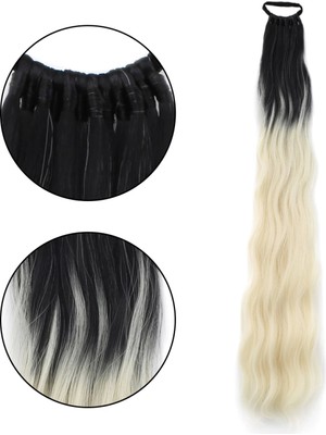 Marsilyan Lastik Tokalı At Kuyruğu Su Dalgalı - Siyah / Platin Ombre