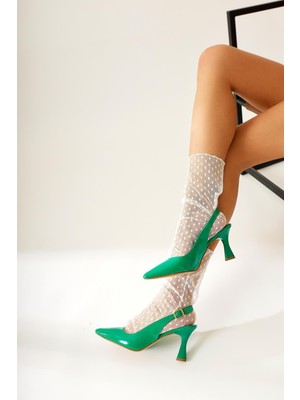 Ossie Yeşil Sivri Burunlu Topuklu Ayakkabı