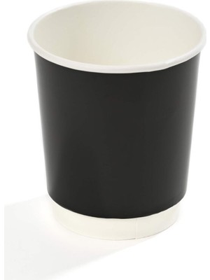 Packtory 8 Oz Double Wall Karton Bardak (Siyah) 50 Adet