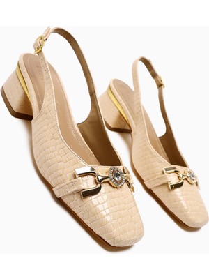 Tai Bej Kroko Taşlı Topuklu Kadın Ayakkabı