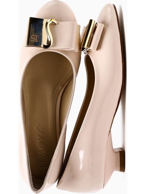 Sian Bej Rugan Toka Detaylı Kısa Topuklu Kadın Ayakkabı